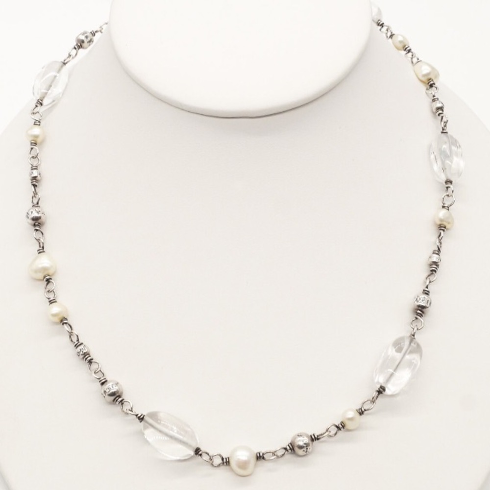 Silpada Vintage Sterling Silver Silver Pearl & Crystal Necklace - Picture 7 of 14